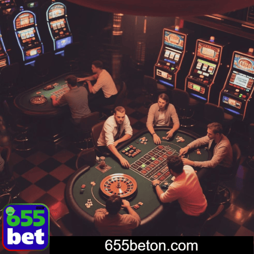 Imagem promocional do cassino online da 655BET mostrando jogos ao vivo
